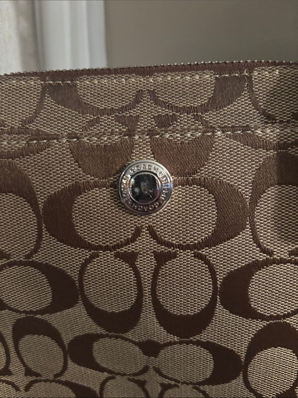 Coach Brown Signature Canvas Mini Crossbody with Cream Strap - Picture 2 of 6